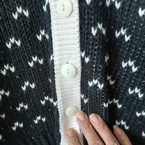 Vintage Paris Sports Club button down cardigan sweater black white pink Small - Picture 4 of 8